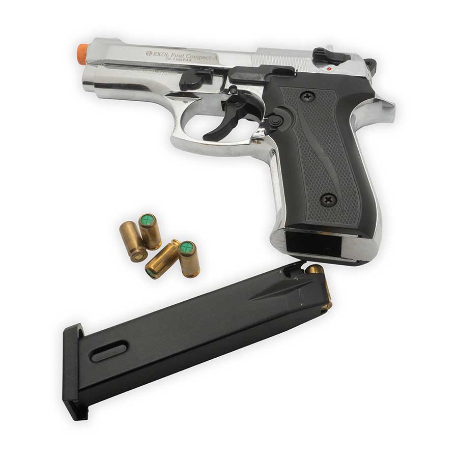 Model 92FS Full-Auto 9mm Blank Non-Gun Prop Pistol (Nickel)