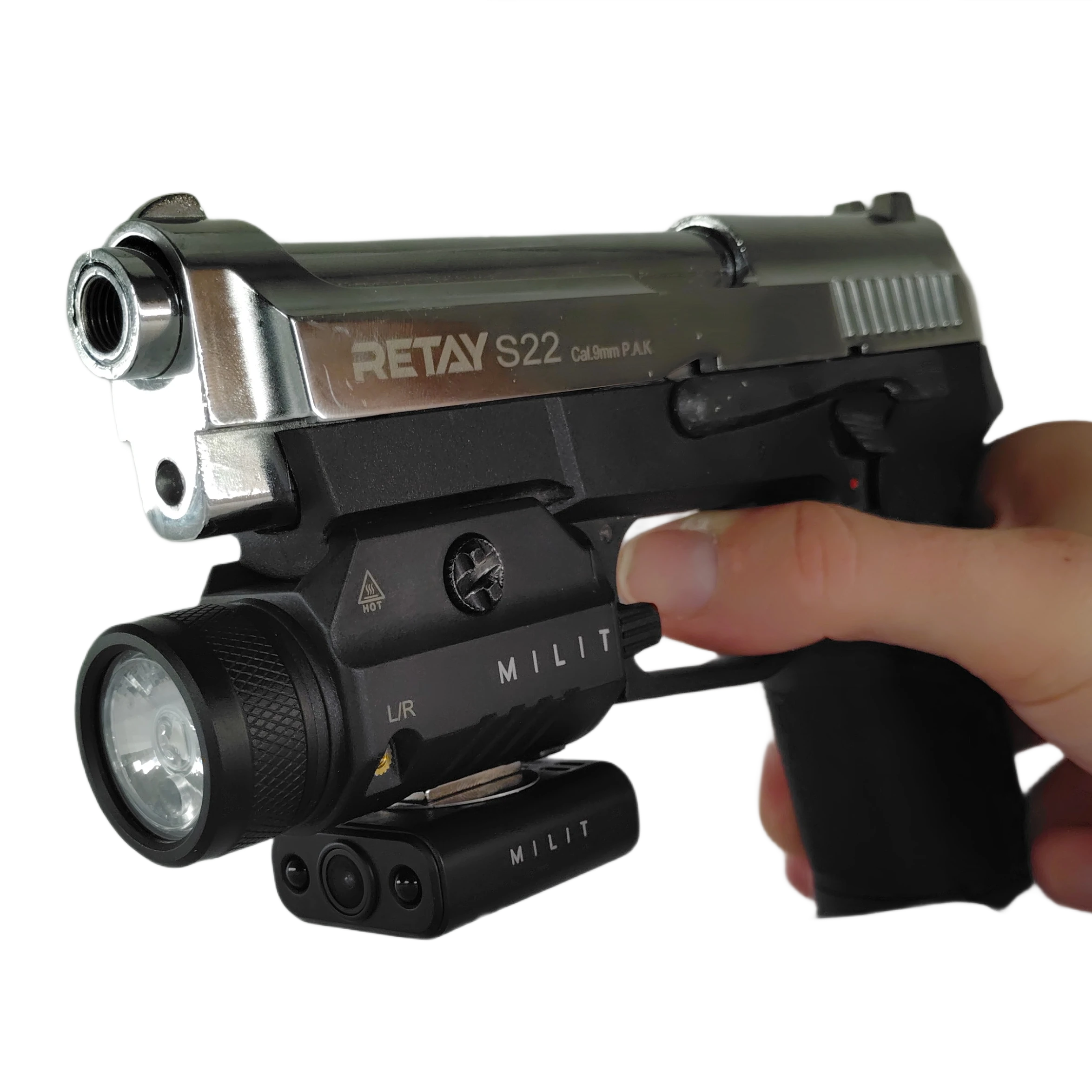 5MP WiFi Surveillance Camera — Close-Up Close-up of Milit Guardian™ 5MP WiFi surveillance camera lens integrated into rail-mounted system