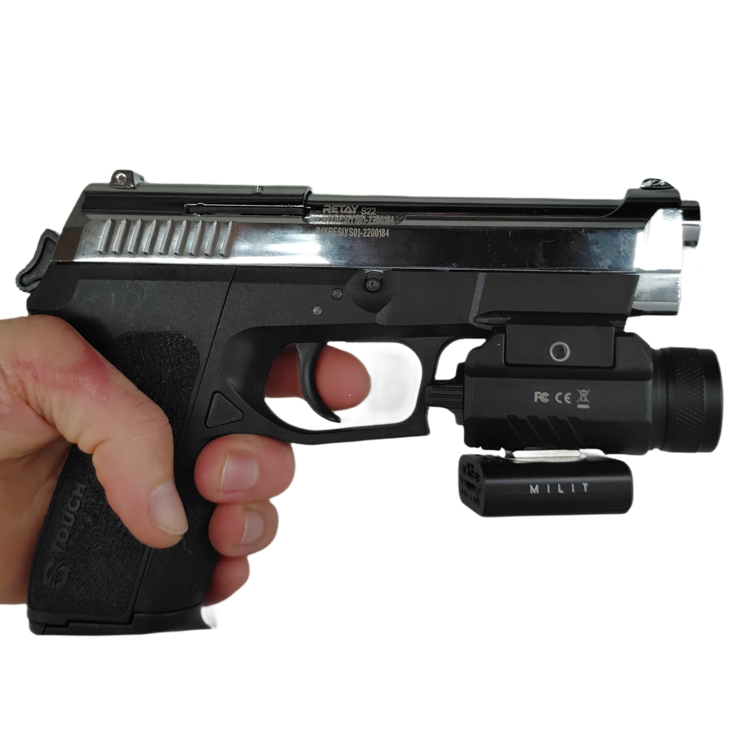 Camera, Light, and Laser Integration Detail Detail view of Milit Guardian™ camera, flashlight, and red laser integrated into single rail system