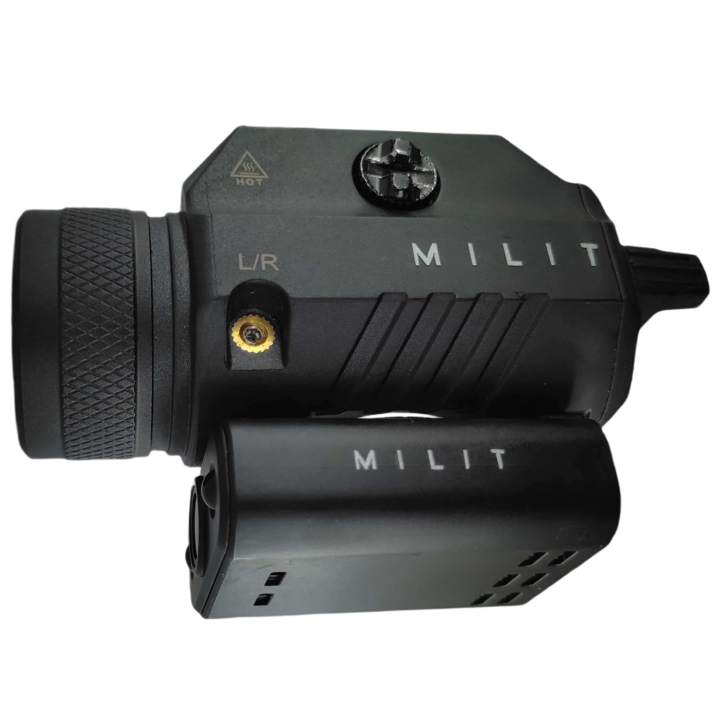 milit-guardian-reinforced-housing-aluminum-mount Detail view of Milit Guardian reinforced housing and aluminum Picatinny rail mount