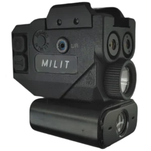 Milit SightGuard™ Picatinny rail surveillance camera with 5MP HD recording, 500-lumen tactical light, and laser module